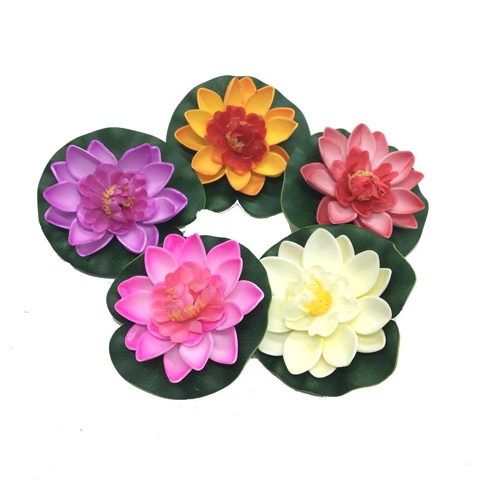 5Pcs Floating Artificial Lotus Flowers Decor Floating Pond Decor Water Lily Set