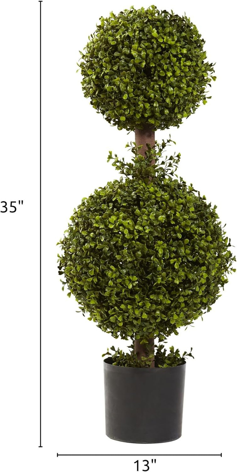 35IN Artificial Double Boxwood Topiary Ball Tree, Fake Topiary Plant for Indoor