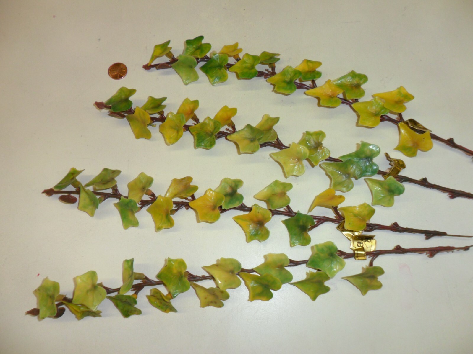 Vintage Plastic Varigated Ivy Stems Set of 4