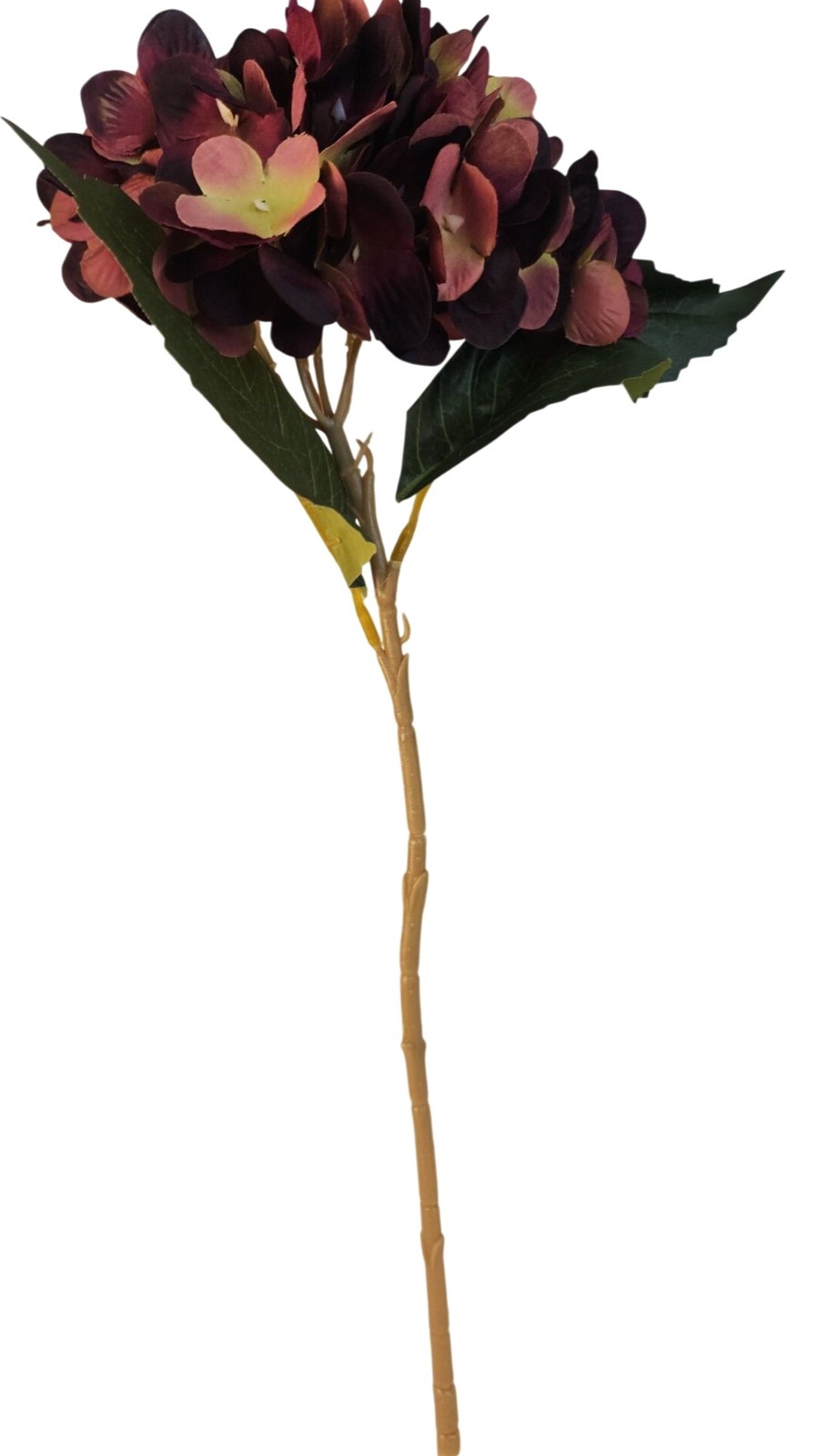 Plum Mauve Faux Hydrangea Stem 18 Inch Wedding Artificial Silk Flower Moody Deco