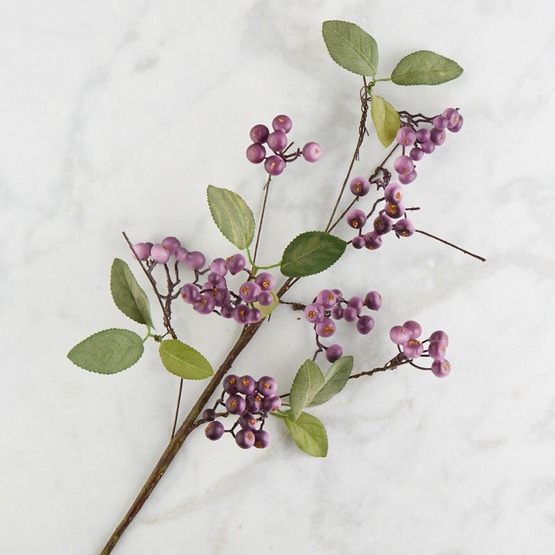 Set of 2 Artificial Lavender Berry Cluster and Leaf 27″ Sprays