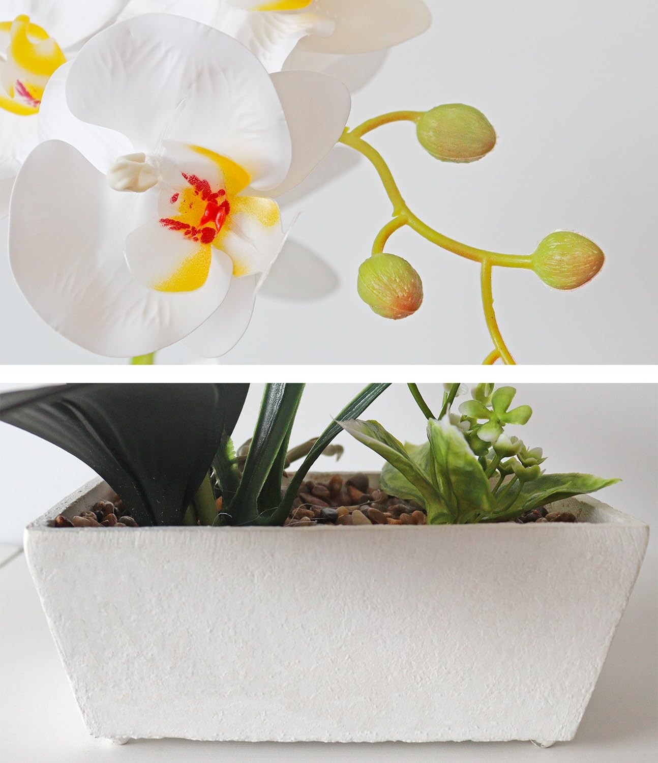 1 PCS Realistic Fake White Phalaenopsis Orchid Artificial Potted Plant Decor
