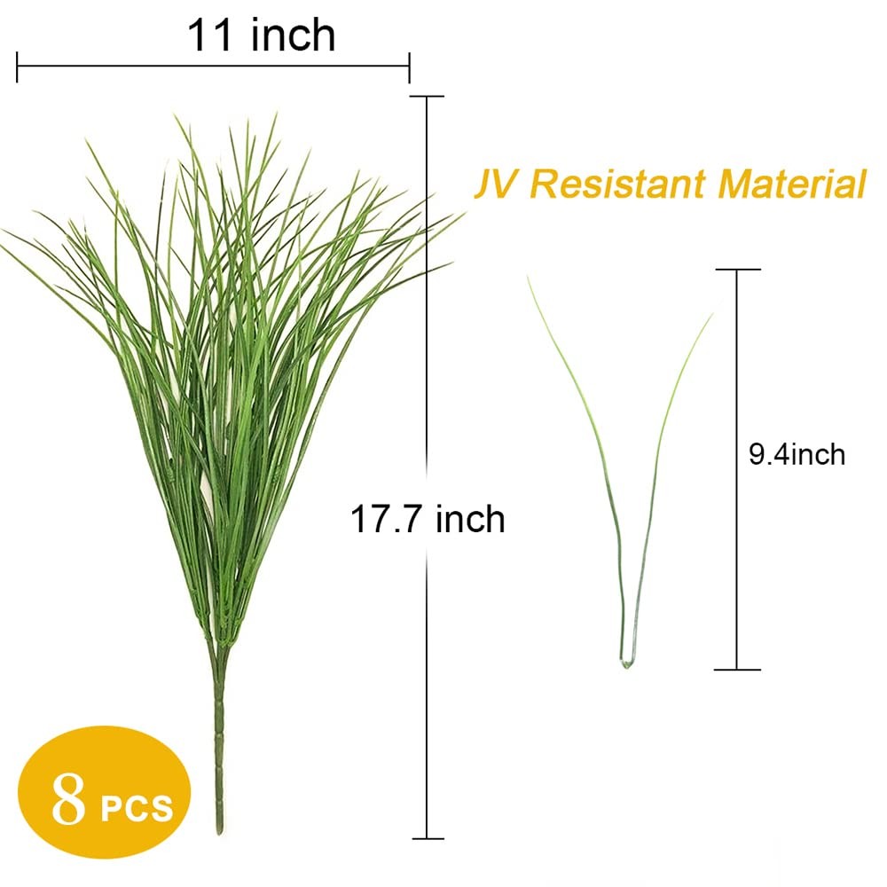 8 Bundles Artificial Grass Plants Fake Bushes Artificial Shrubs Wheat Grass G…