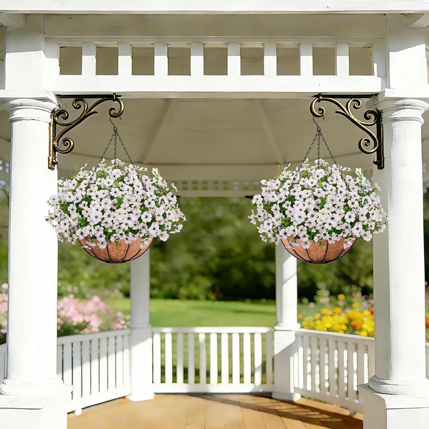 Artificial Hanging Flowers for Outdoors with Hanging Basket Fake Silk