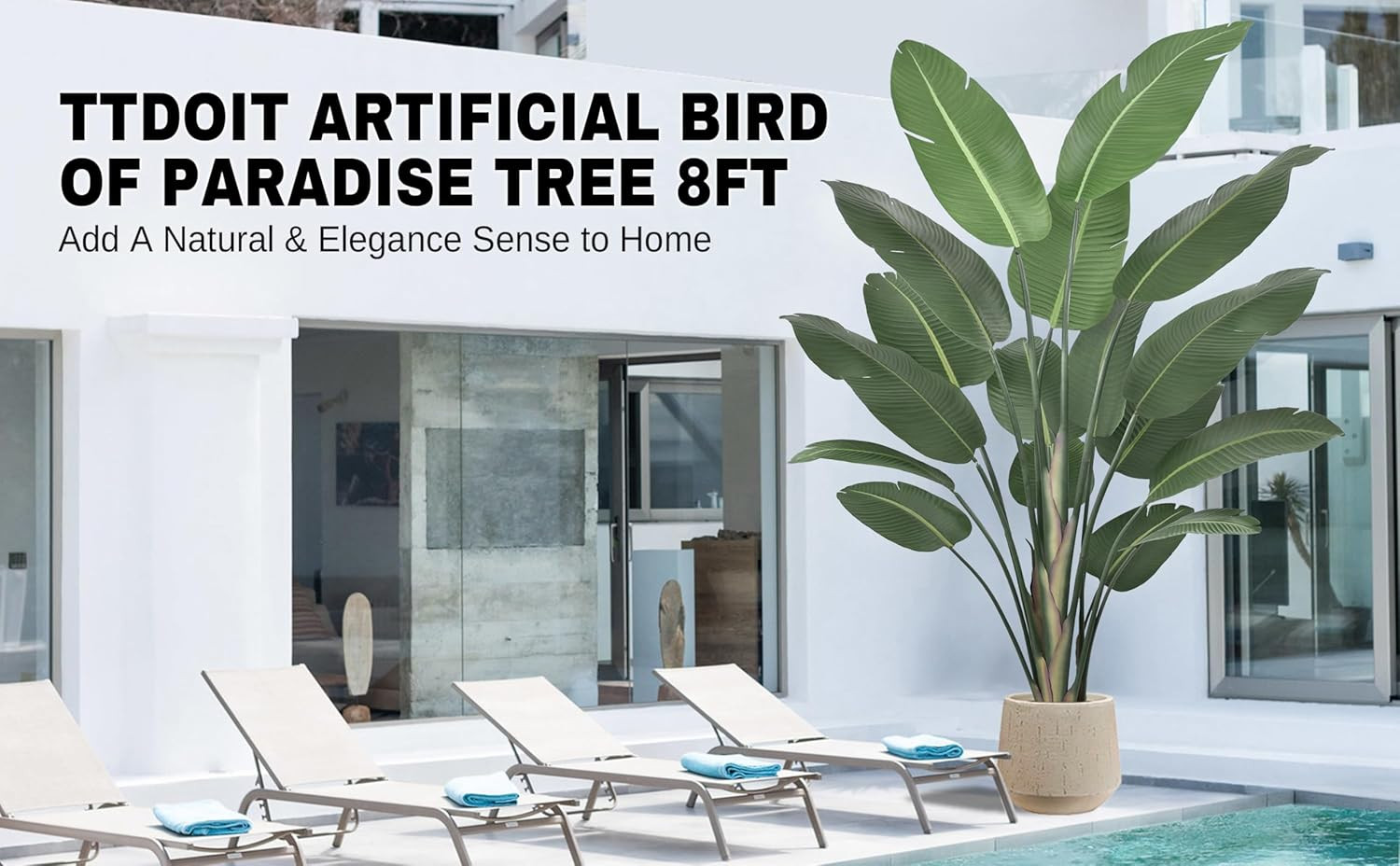 8Ft Tall Artificial Bird of Paradise Tree – Realistic Faux Plant for Home Decor