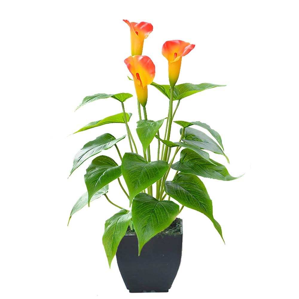 Artificial Flower Plants Calla Lily Faux Small Potted Plant with Black Pot Fa…