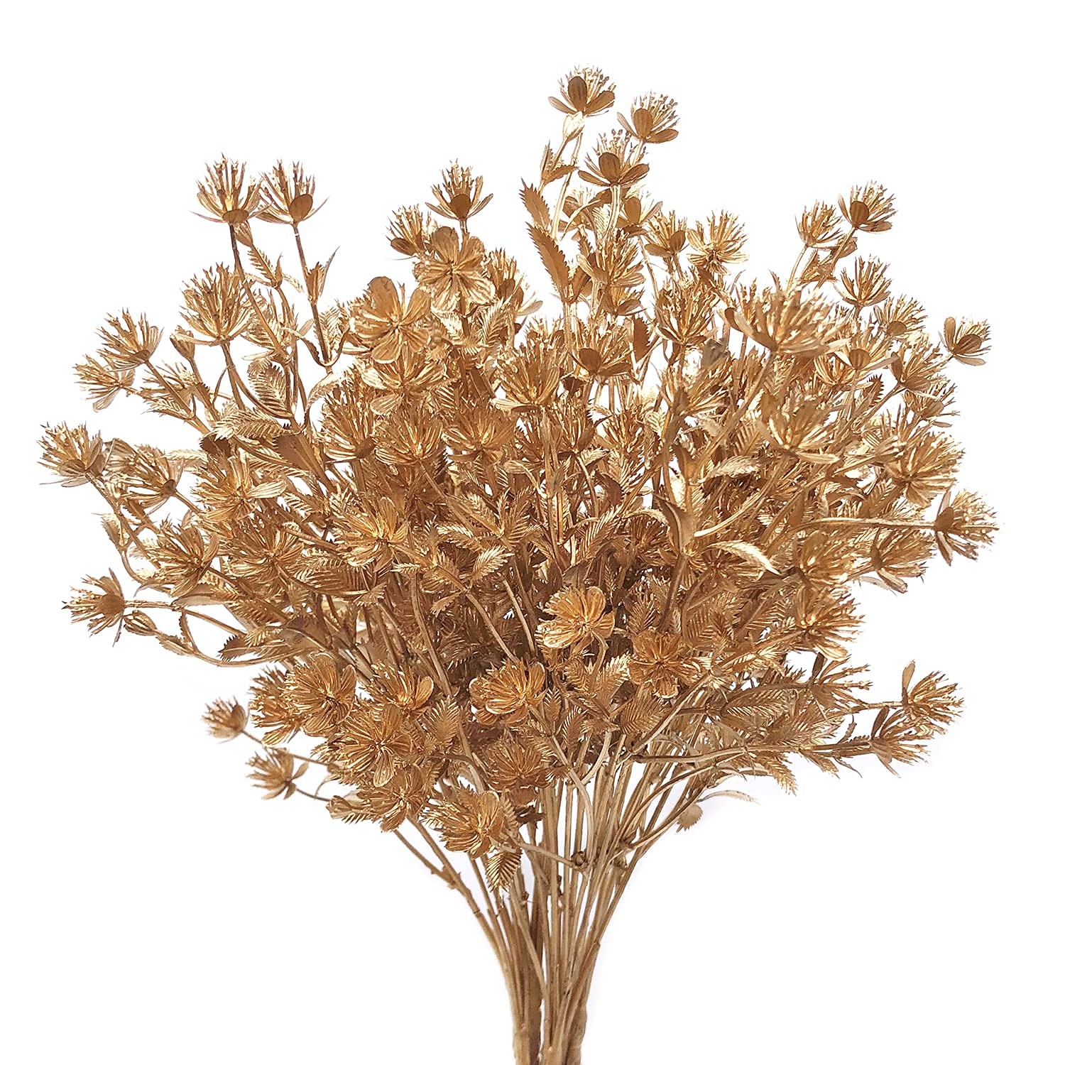 4 PCS Artificial Golden Baby Breath Gypsophila Fake Plant Bush Grass Decor