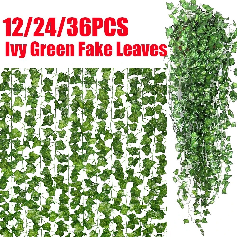 12 Strands 84FT Artificial Hanging Ivy Garland Fake Ivy Leaf Vine Home Decor USA