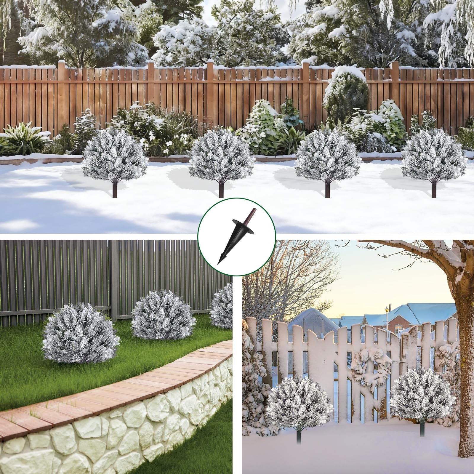 21in Artificial Cypress Topiary Tree with Ground Spike, Set of 2 Fake Shrub B…