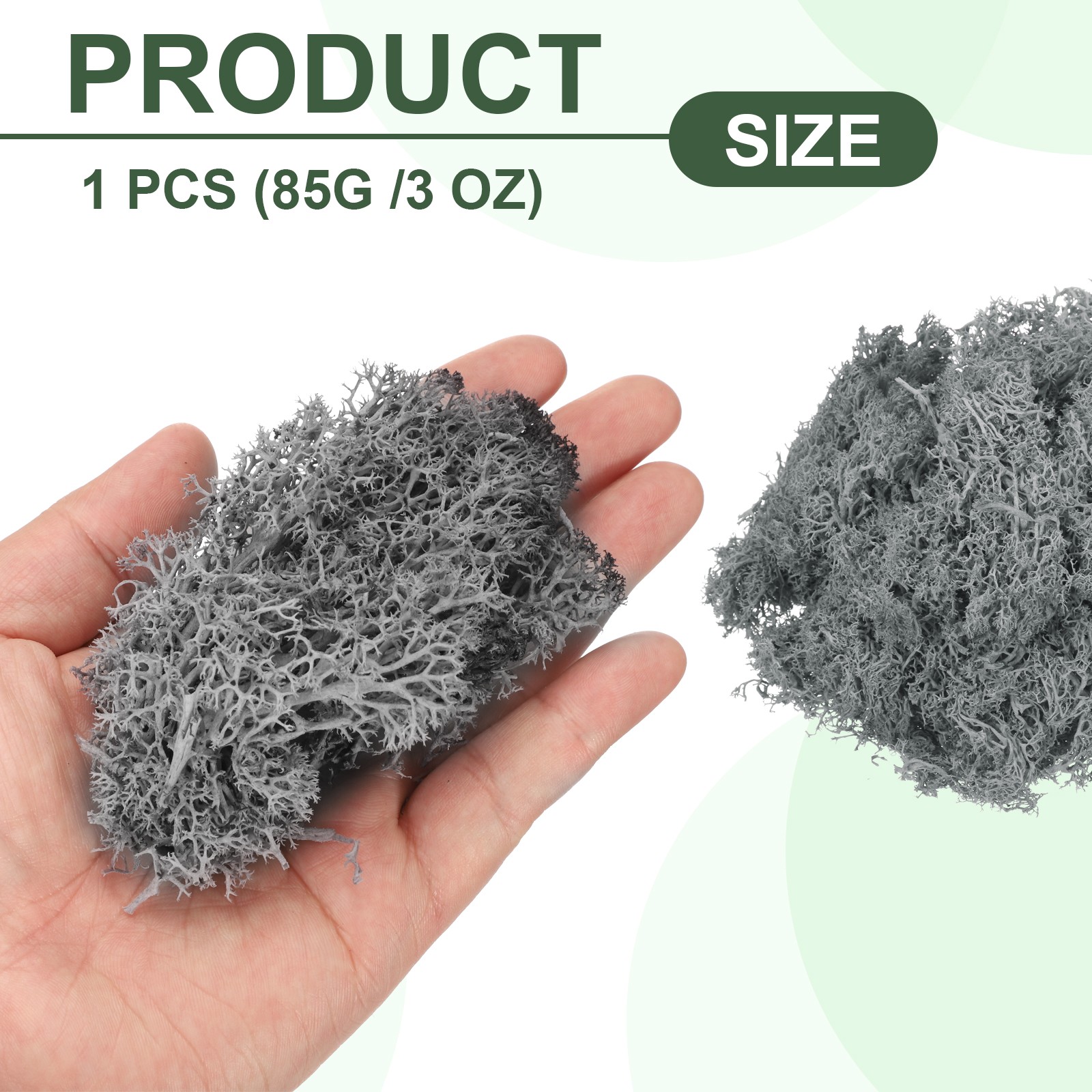 3oz Preserved Reindeer Moss, Grey Decorative Artificial Fake Moss