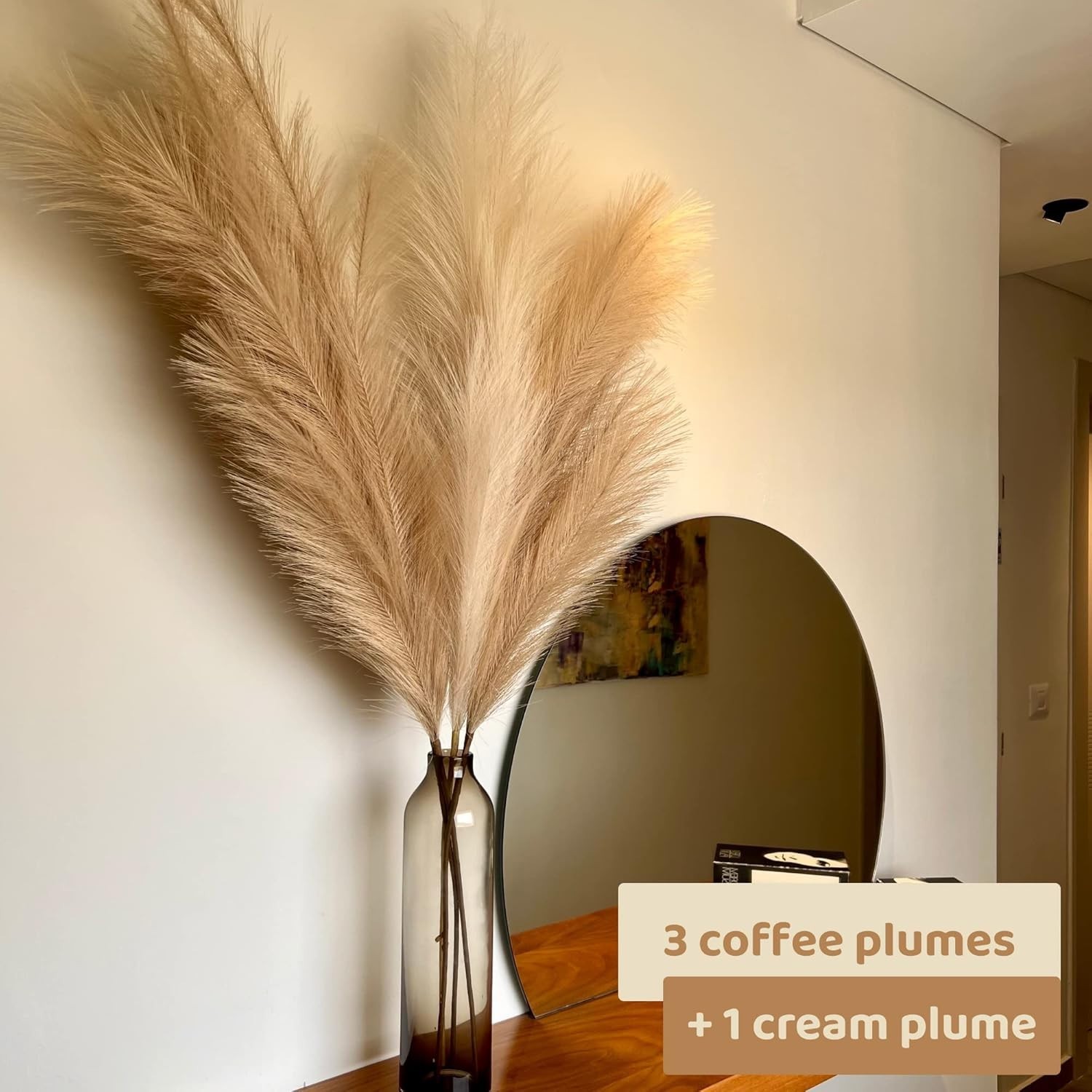 43″ / 3.6 ft Pampas Grass Tall 4 Pcs – Artificial Large Pampas Grass Decor fo…