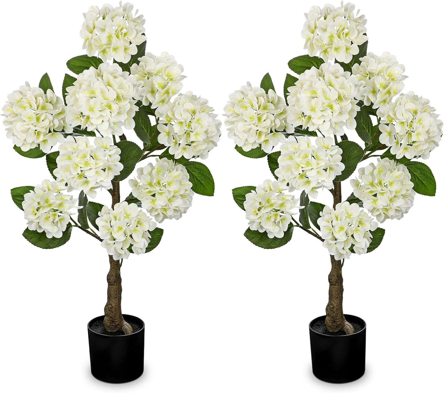 3FT White Hydrangea Artificial Flowers Tree Large Real Touch Faux Silk Hydrangea