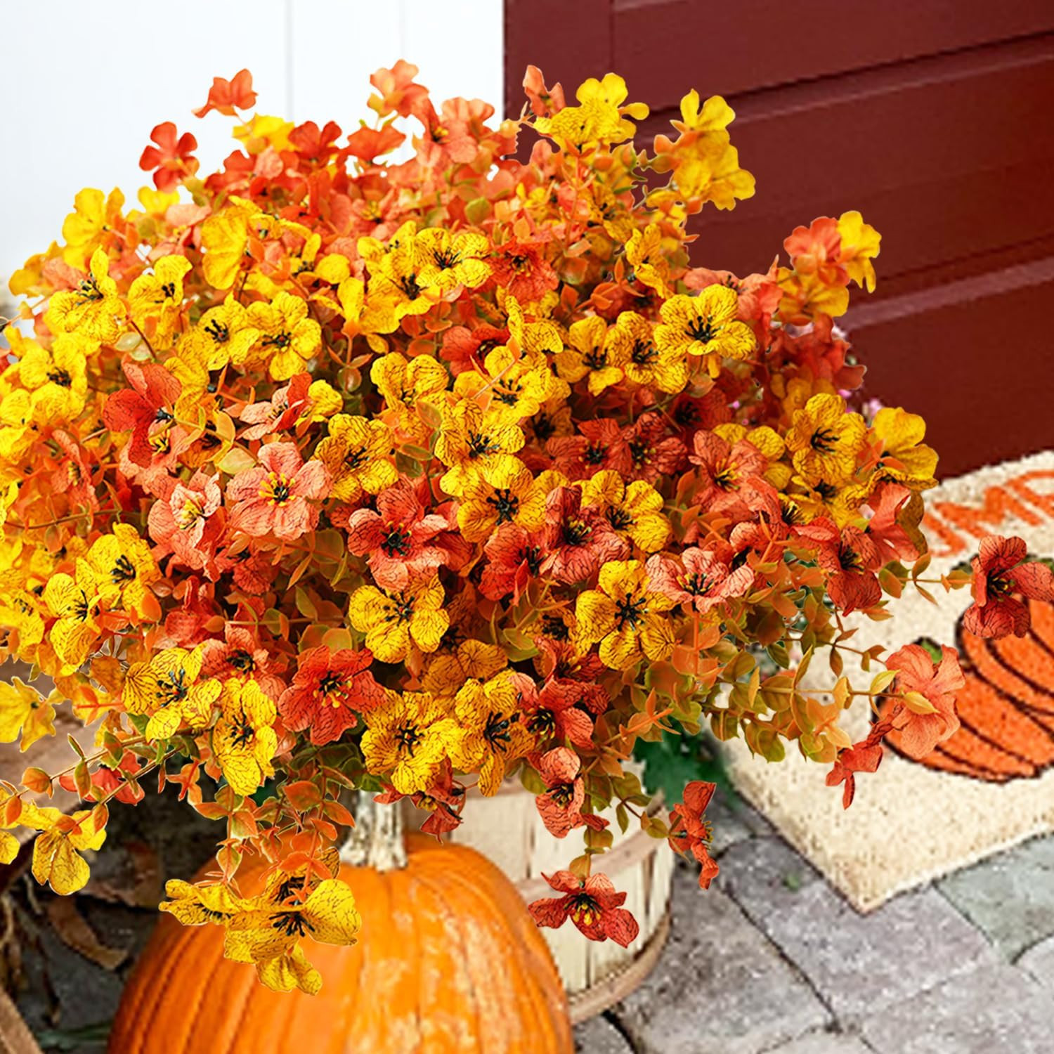 UV Resistant Artificial Flowers – 16 Bundle Realistic Faux Plants for Home Decor