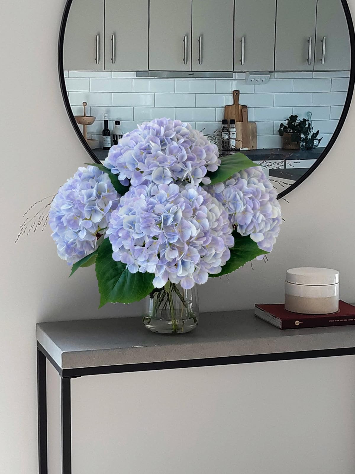 YalzoneMet 4Pcs Light Purple Silk Hydrangea Artificial Flower Lifelike Big Bl…