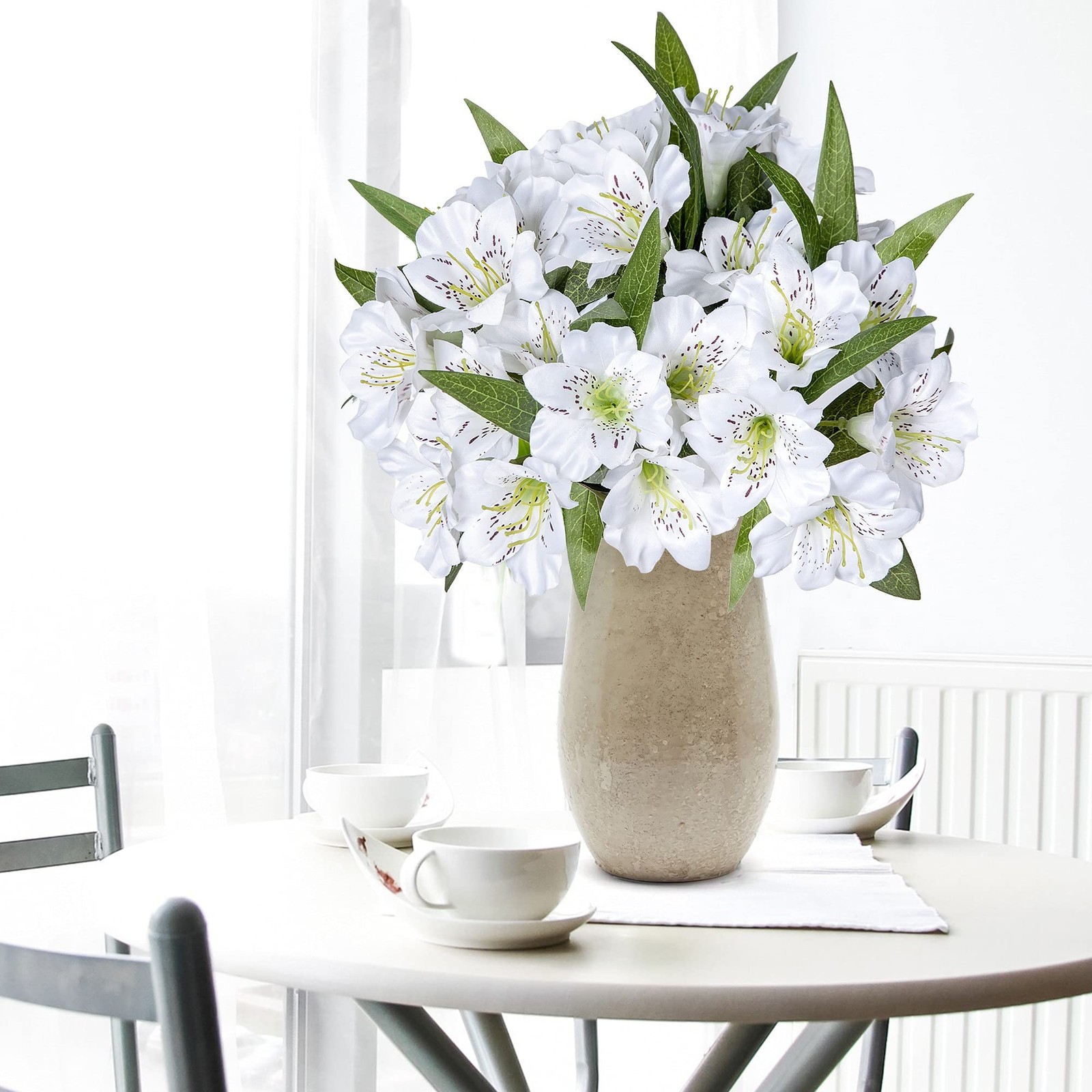 Alstroemeria Artificial Flowers 18″ Long Stems Faux Bouquet Silk Petals Weddi…