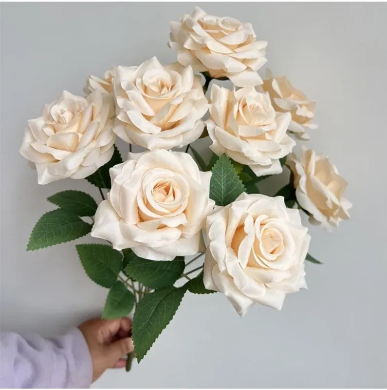 9 Heads Diamond Roses Bouquet Artificial Flower Pink Red Blue White Rose Fake