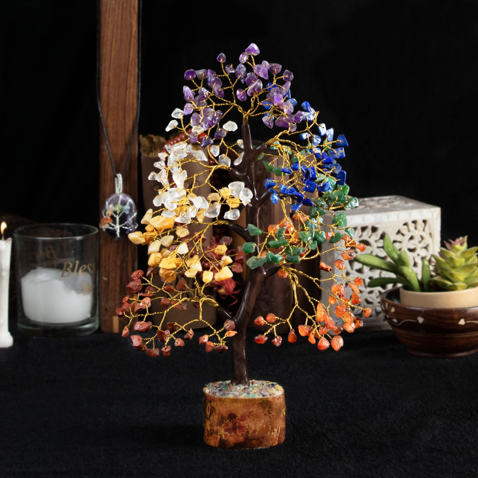 7 Chakra Tree of Life – Feng Shui Money Tree, Gemstone Tree for Positive Ener…