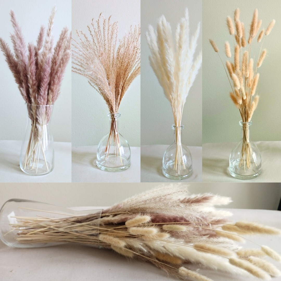Tall Boho Natural Dried Pampas Grass Bouquet Total 75 Pcs. Decor Wedding Party