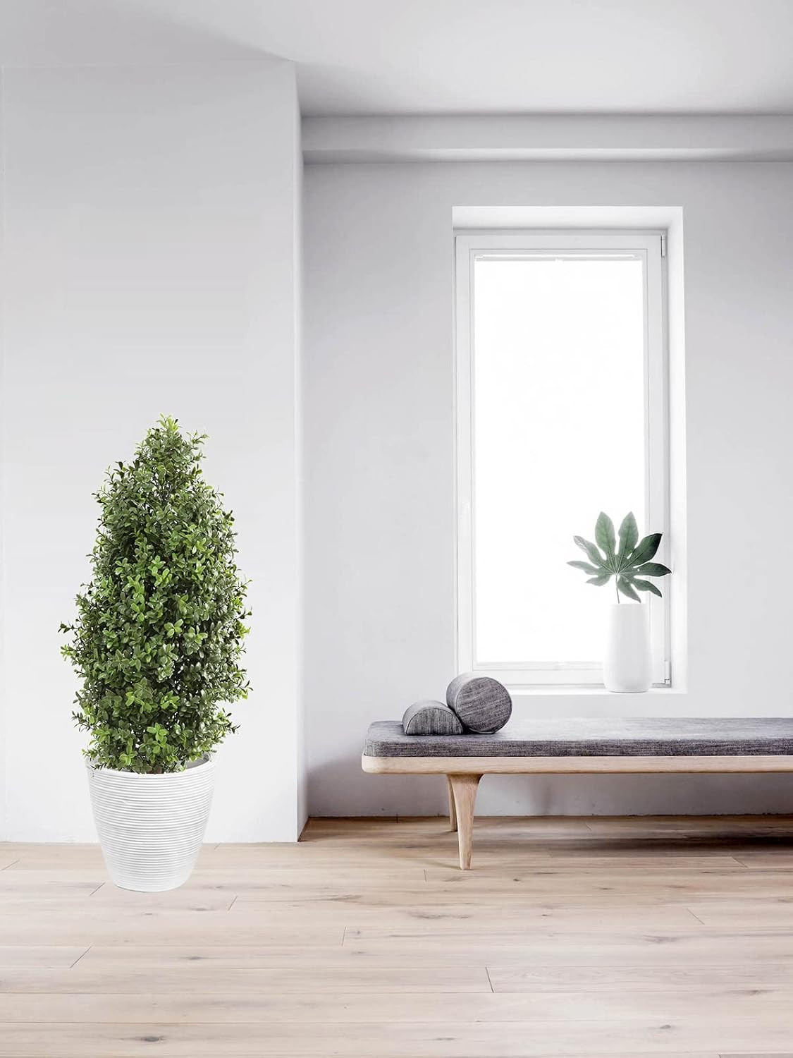 30″ Tall Artificial Boxwood Topiary Trees – Set of 2 Potted Outdoor Decor