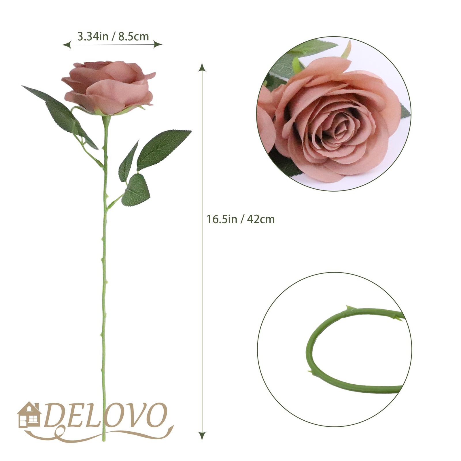 DELOVO 52pcs Dusty Rose Roses Artificial Flowers Fake Flowers Silk Roses with…