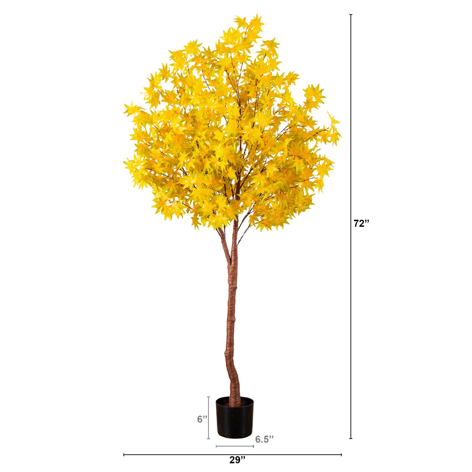 Nearly Natural 6ft Pre-Lit Yellow Autumn Maple Fall Tree w/ 350 Warm White LED