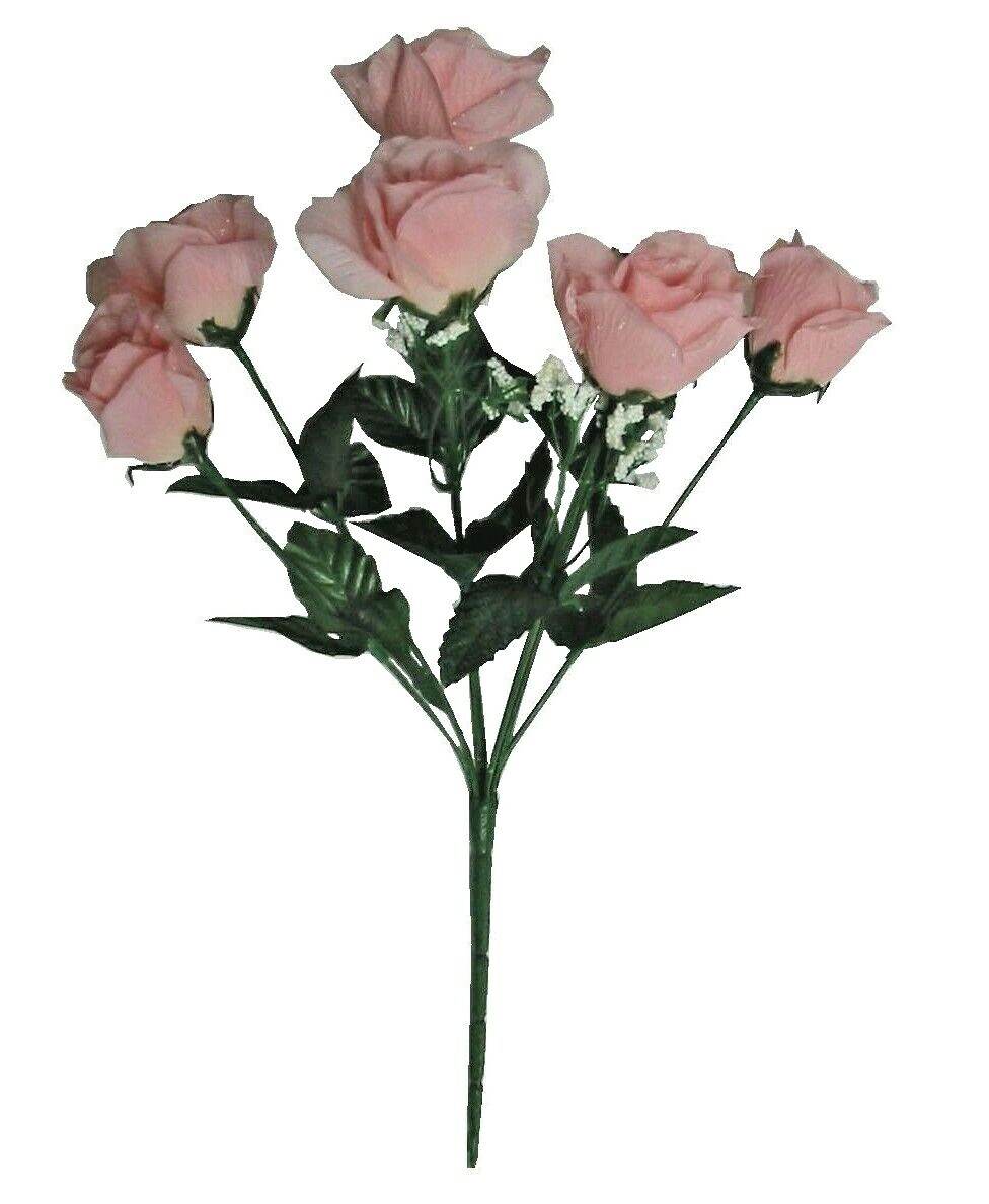 (12-Pack) Pink Open Rose 13″ Bush Silk Flower Home In/Outdoor Decor Wedding US