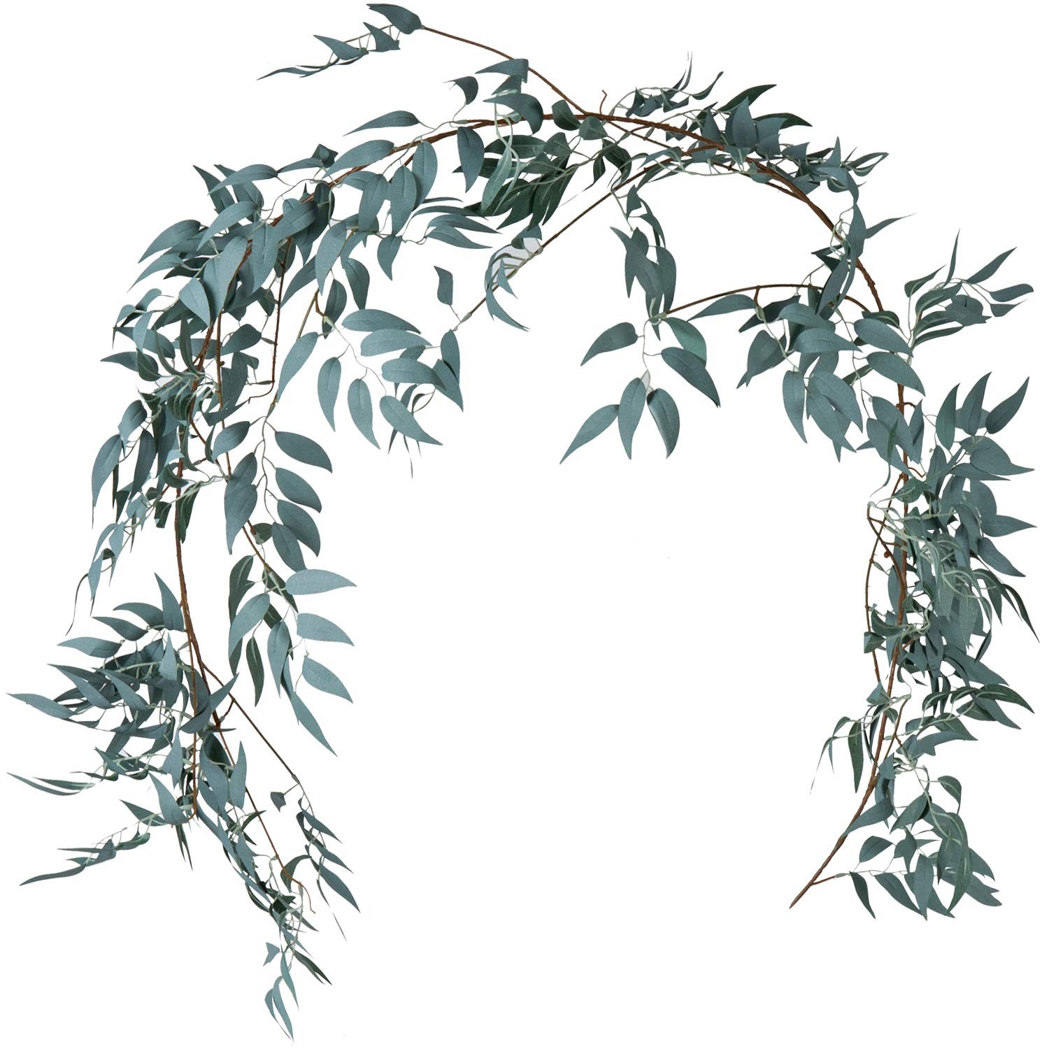 Gray Green Leaf Garland Decorations – 5.4 Feet Artificial Silk Fabric Willow …
