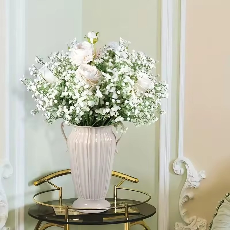 90 Pcs Artificial Baby Breath Flowers, Gypsophila Real Touch, White
