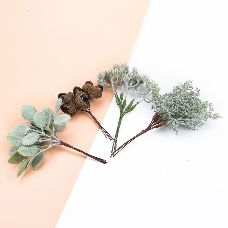 6PCS Artificial Plants Plastic Leaves Scrapbooking Art Accessory DIY Decoration