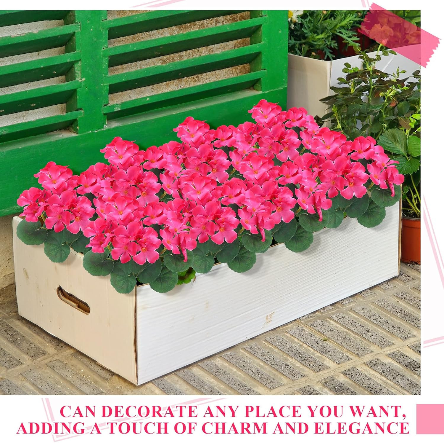 12 Pcs 10.2 Inch Artificial Geranium Flowers Silk Geraniums for Outdoors Faux Bu
