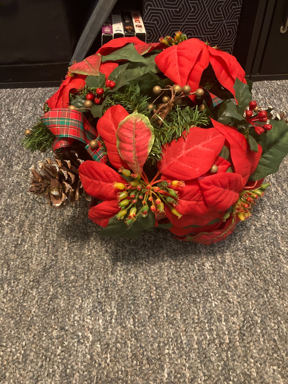 Poinsettia Flowers Artificial Christmas Bouquet Centerpiece