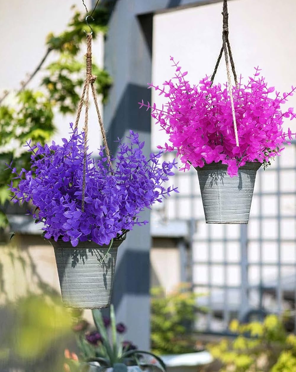 Vibrant UV Resistant 8 Pcs Fake Plants – Pure Purple Eucalyptus for Home Decor