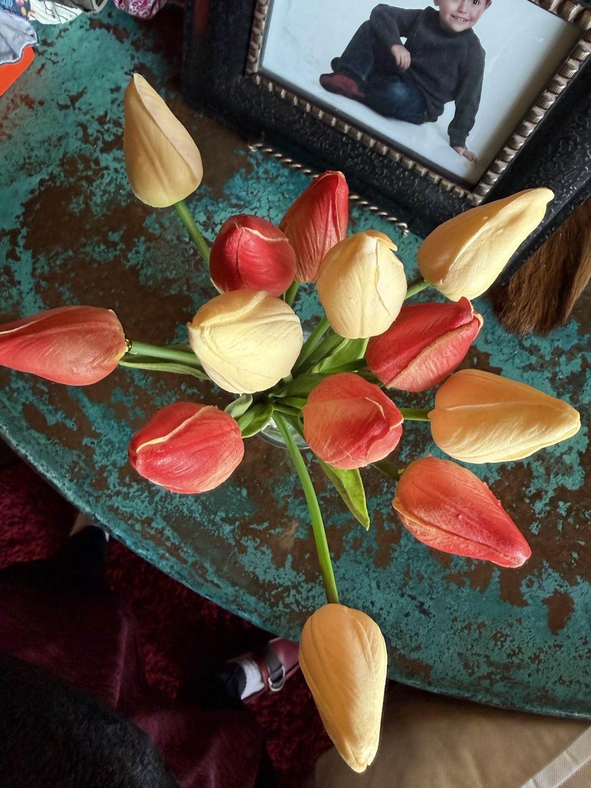11” Vibrant Artificial 13-piece real look and feel Tulip Arrangement