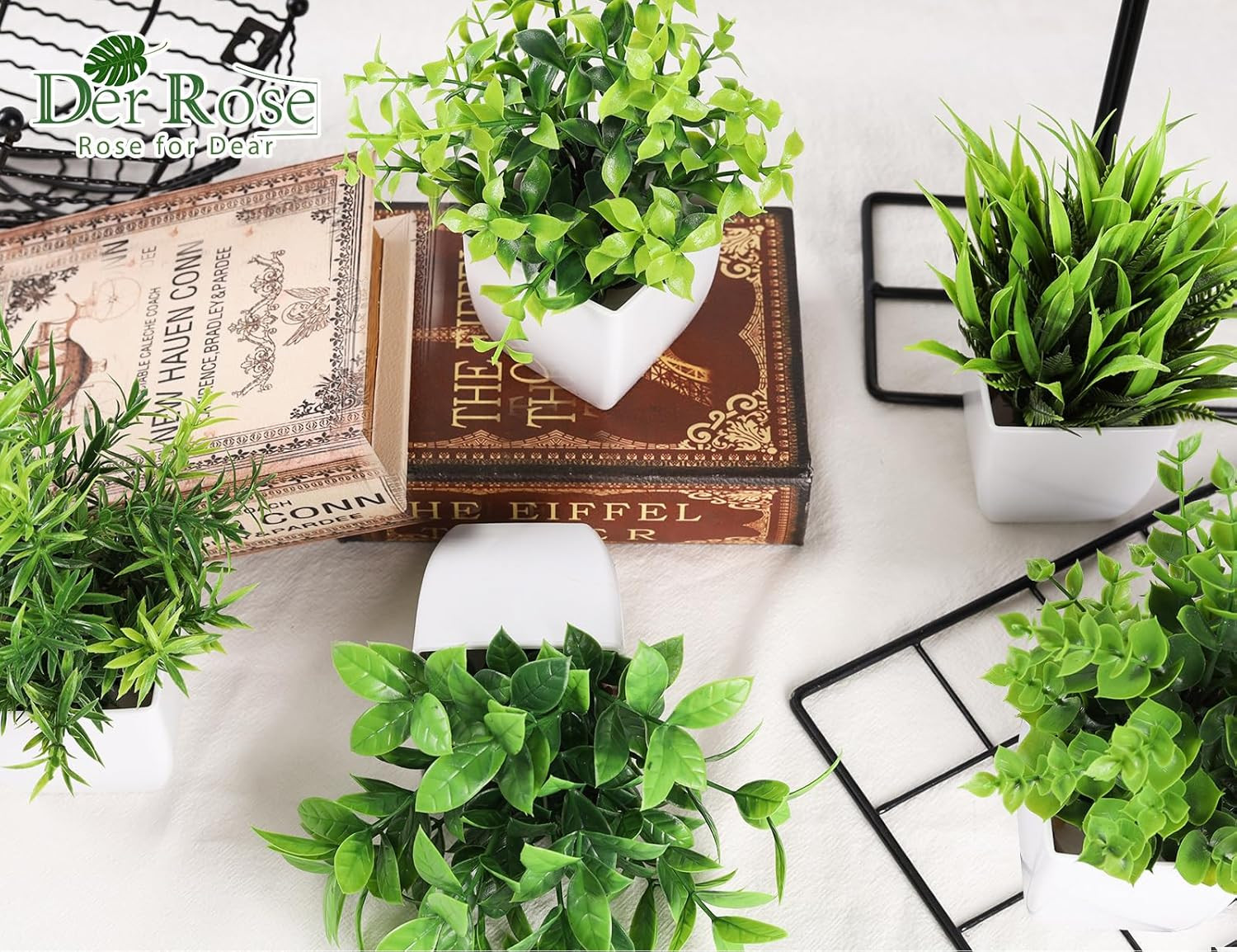 6 Pack Small Fake Plants Artificial Plants in Pots for Home Bthroom Bedroom Livi