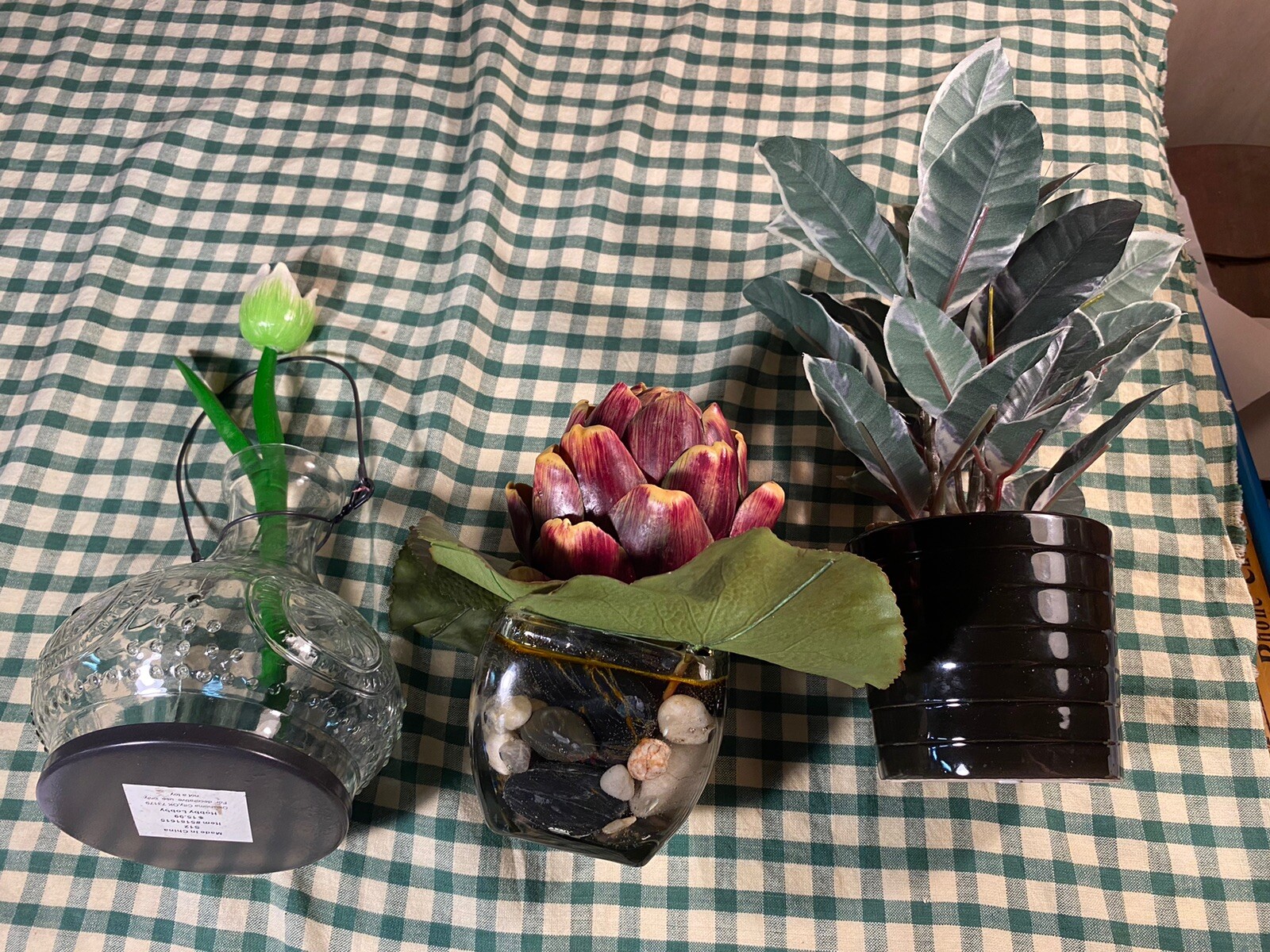 3 Artificial Simulated Plants Pineapple,hobby lobby Glass Bottle, Plant G89