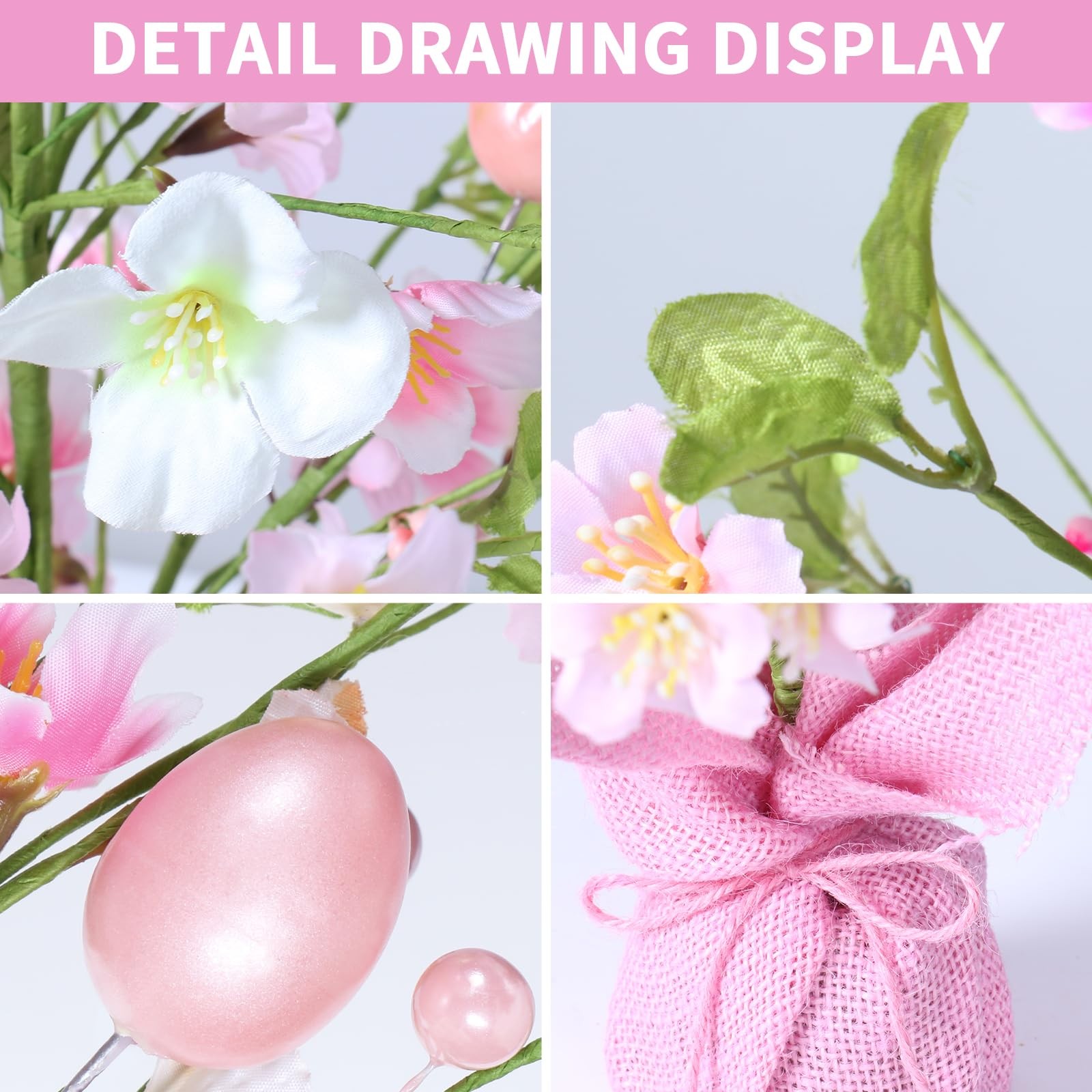 18 Inch Artificial Easter Pink Egg Flower Tree Tabletop Decoration Party Wedding