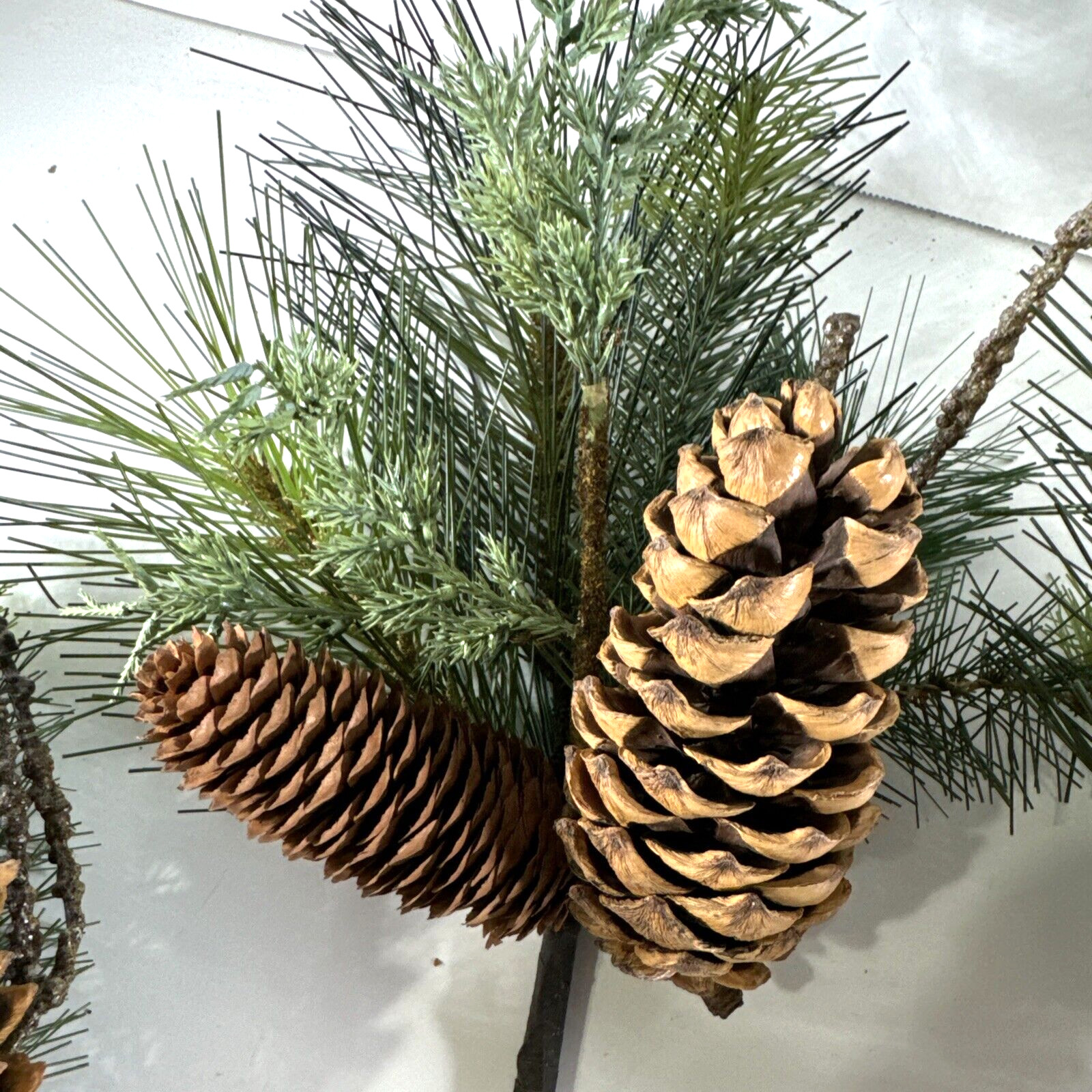 4X ESTATE Vintage PIER 1 Pinecone Stems Faux 13″ Branches CHRISTMAS DECOR