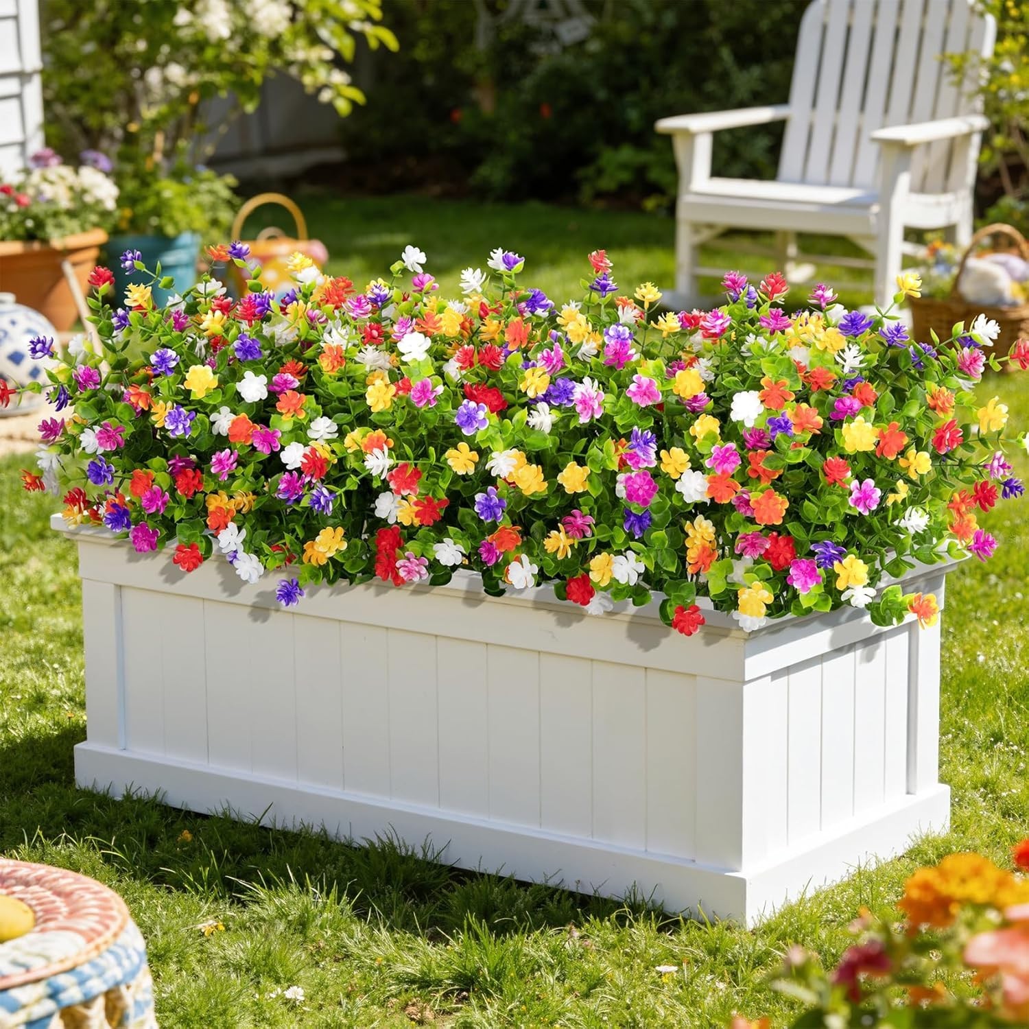 24 Bundles Artificial Flowers for Outdoors Decoration Fake Flowers UV Resista…