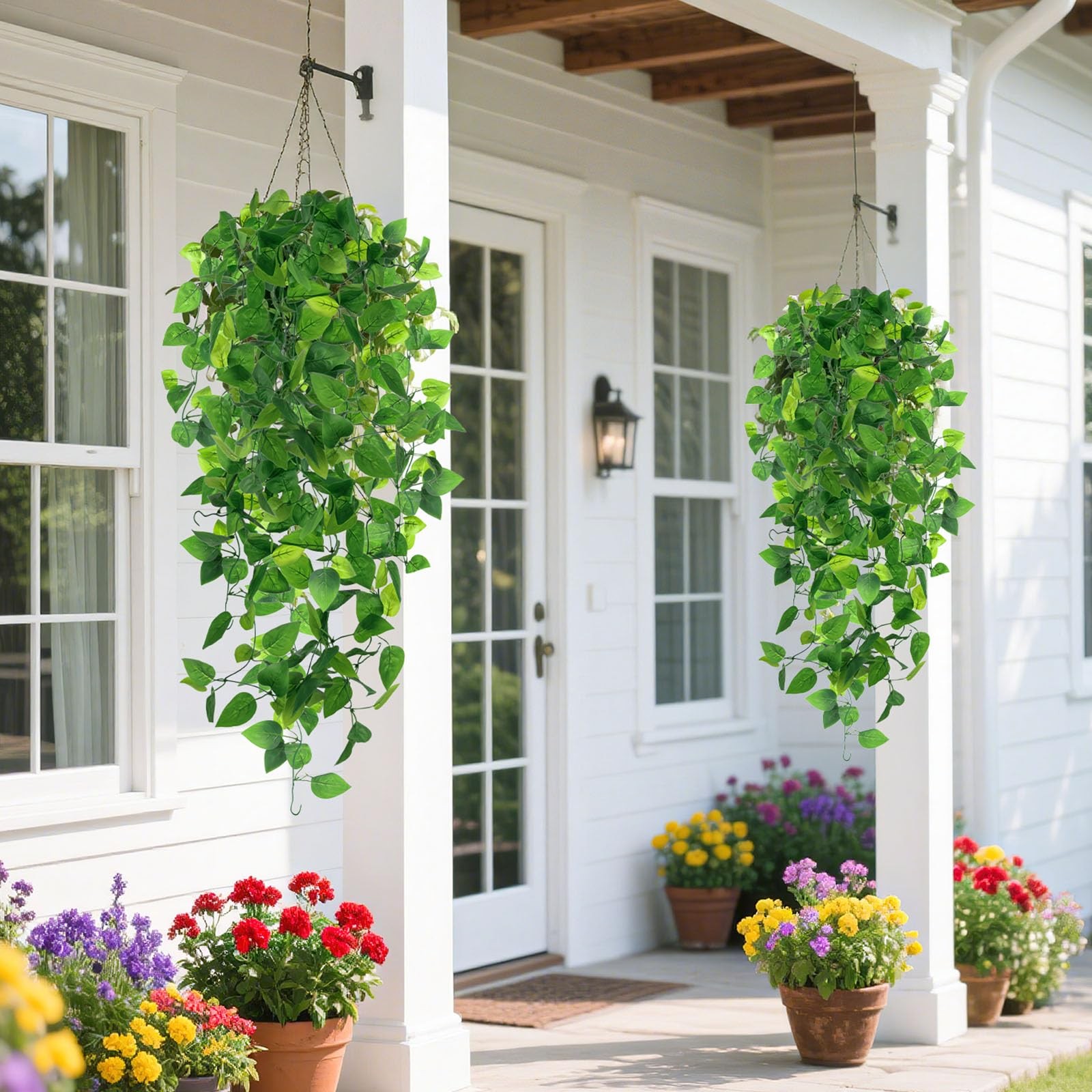 DomeStar 4PCS Fake Hanging Plants, Artificial Ivy Vines Faux Pothos Lifelike …