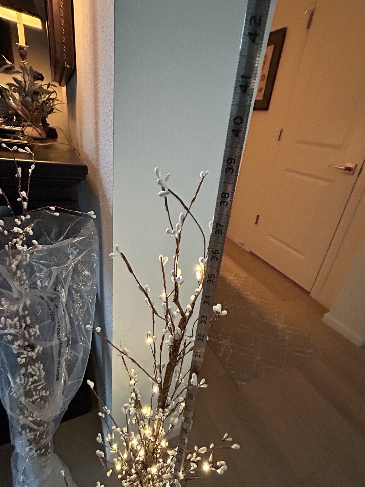 2 Bethlehem Lights White Pip Berry Lighted Table Top Trees In Burlap 36” Tall