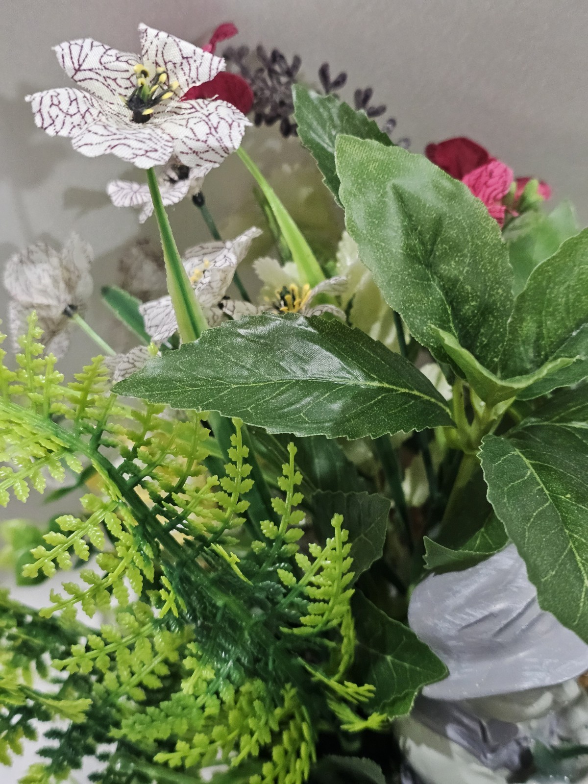 Artifical Flower Arramgement in woods, Boy Fishing Deer, Turtle Duck