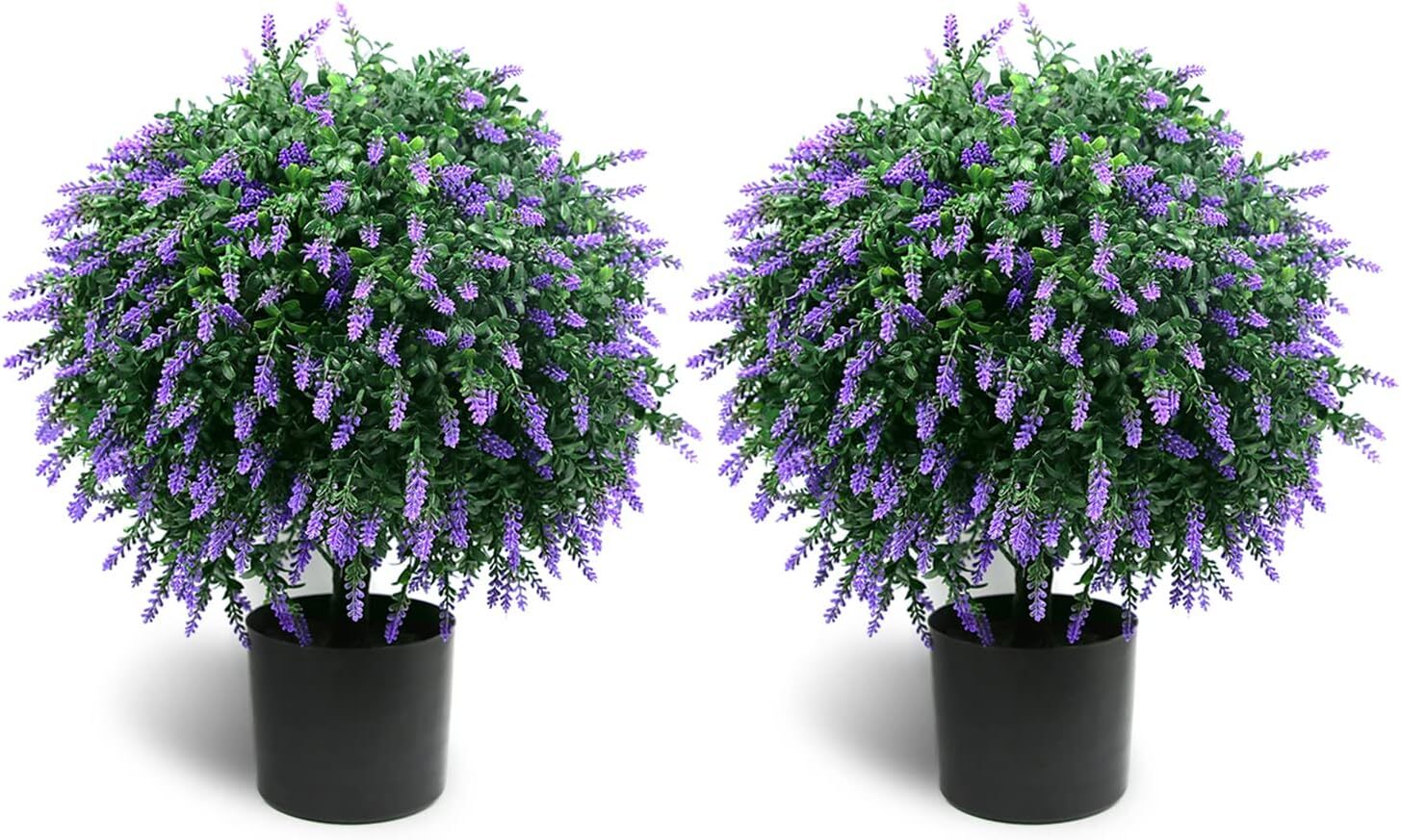 Sunnyglade 21.6″ Tall Artificial Lavender Ball Tree Set