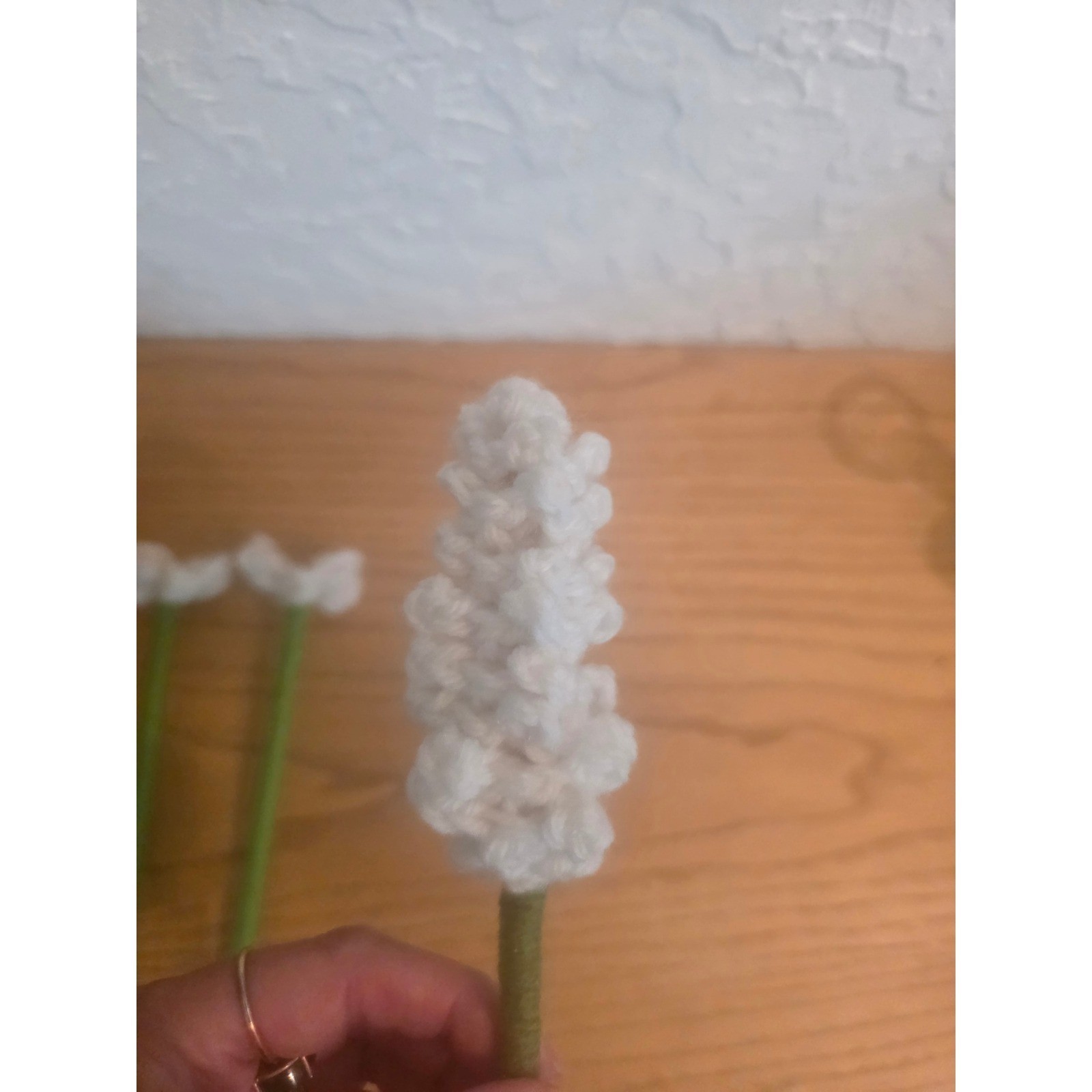 Handmade Crochet Flower Bouquet Orange White Floral Arrangement 5 Piece Set