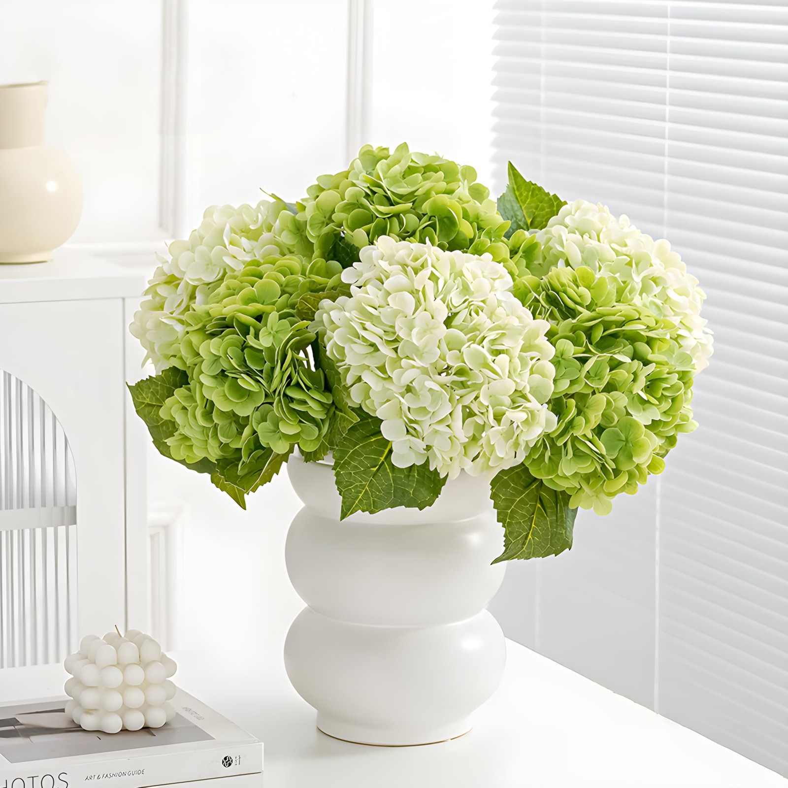 Hortensias artificiales de tacto real de 50 cm con tallo largo Arreglos florales