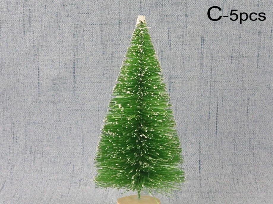 5Pcs Mini Christmas Trees Plastic Artificial Christmas Tree Ornament Winter Snow
