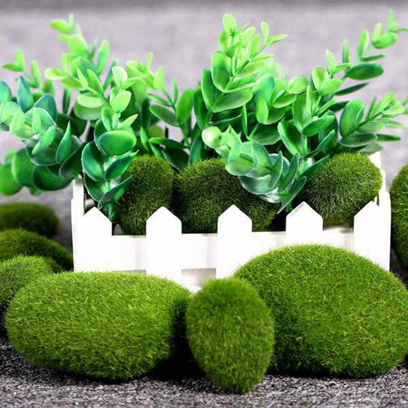 40 Pieces 2 Sizes Rocks Decorative Faux Green Moss Covered1439