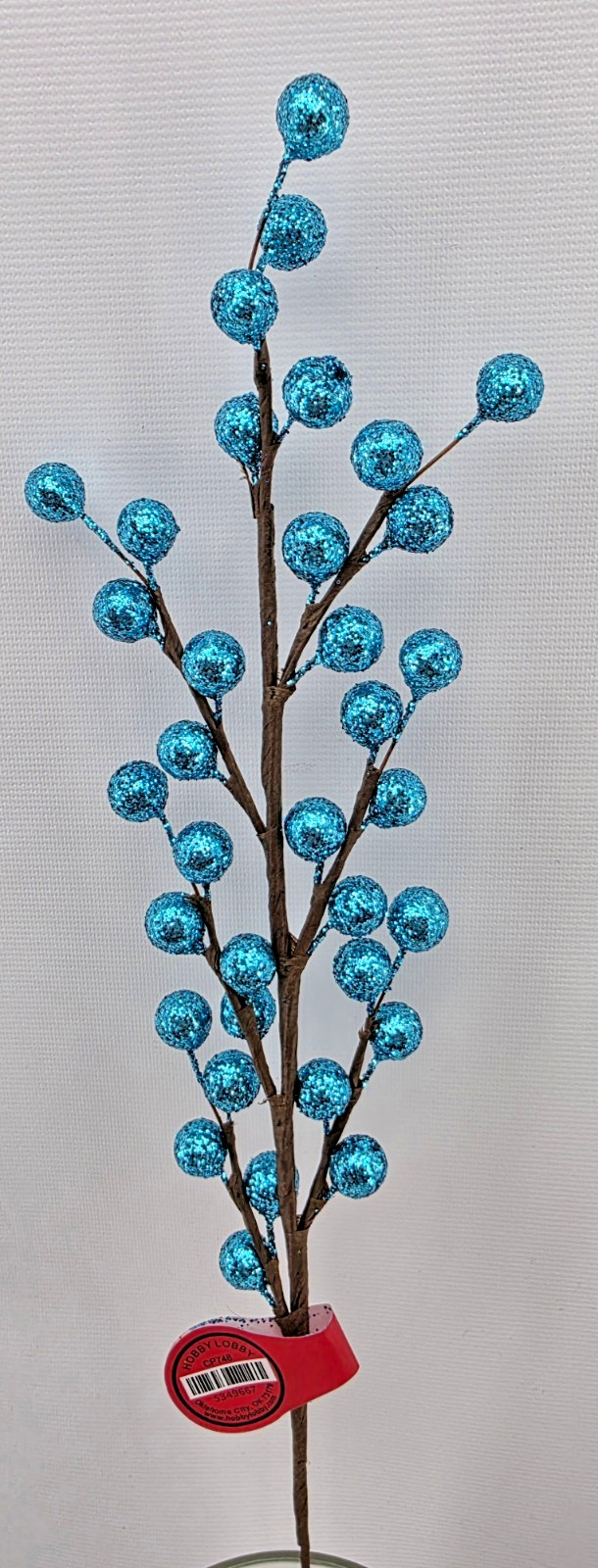 Glitter Berry Picks Peacock Blue Lot of 19 Stems 16″