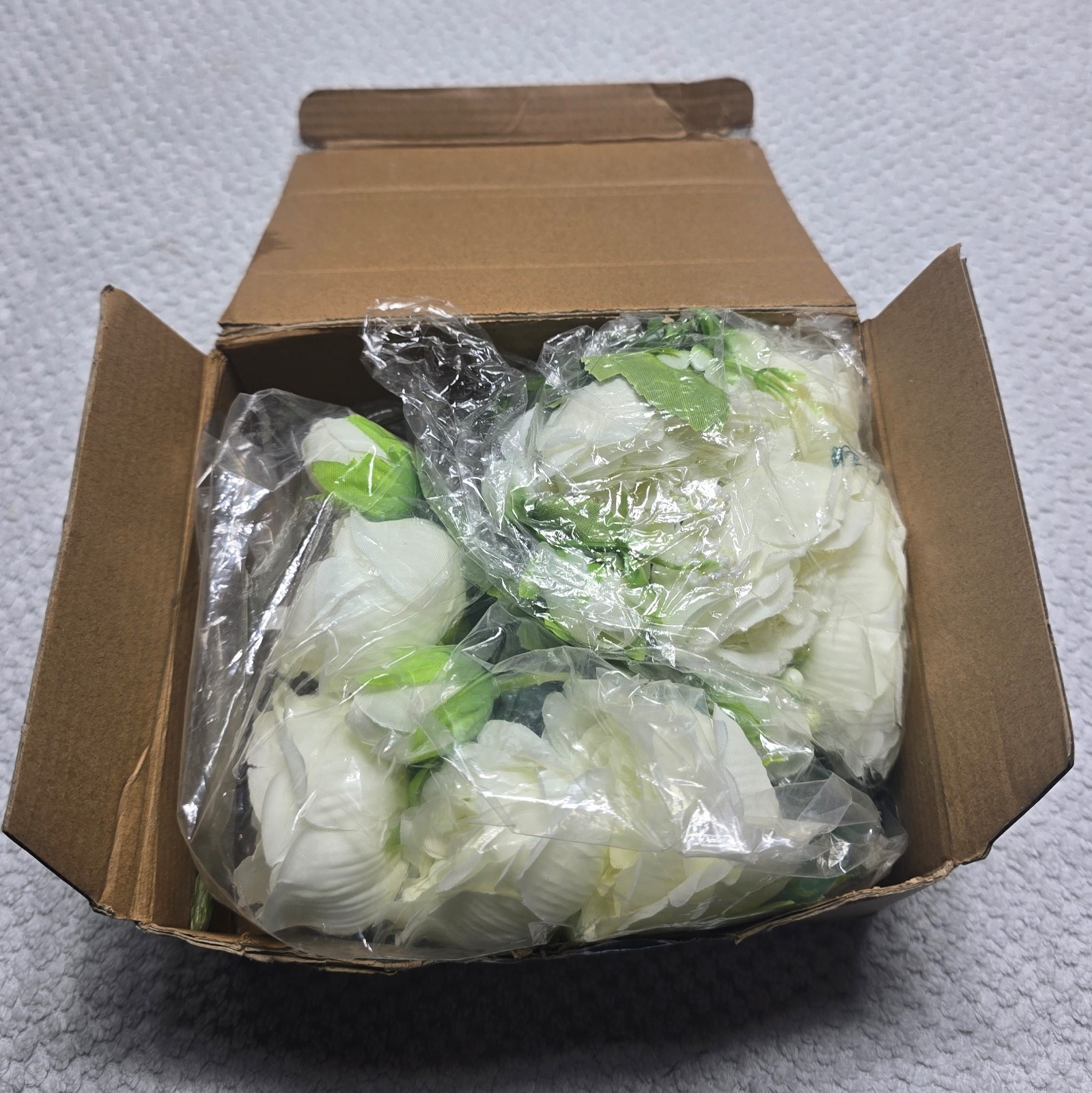 2PK Silk Peonies Artificial Flowers Fake White Bouquet Wedding Decor Centerpiece
