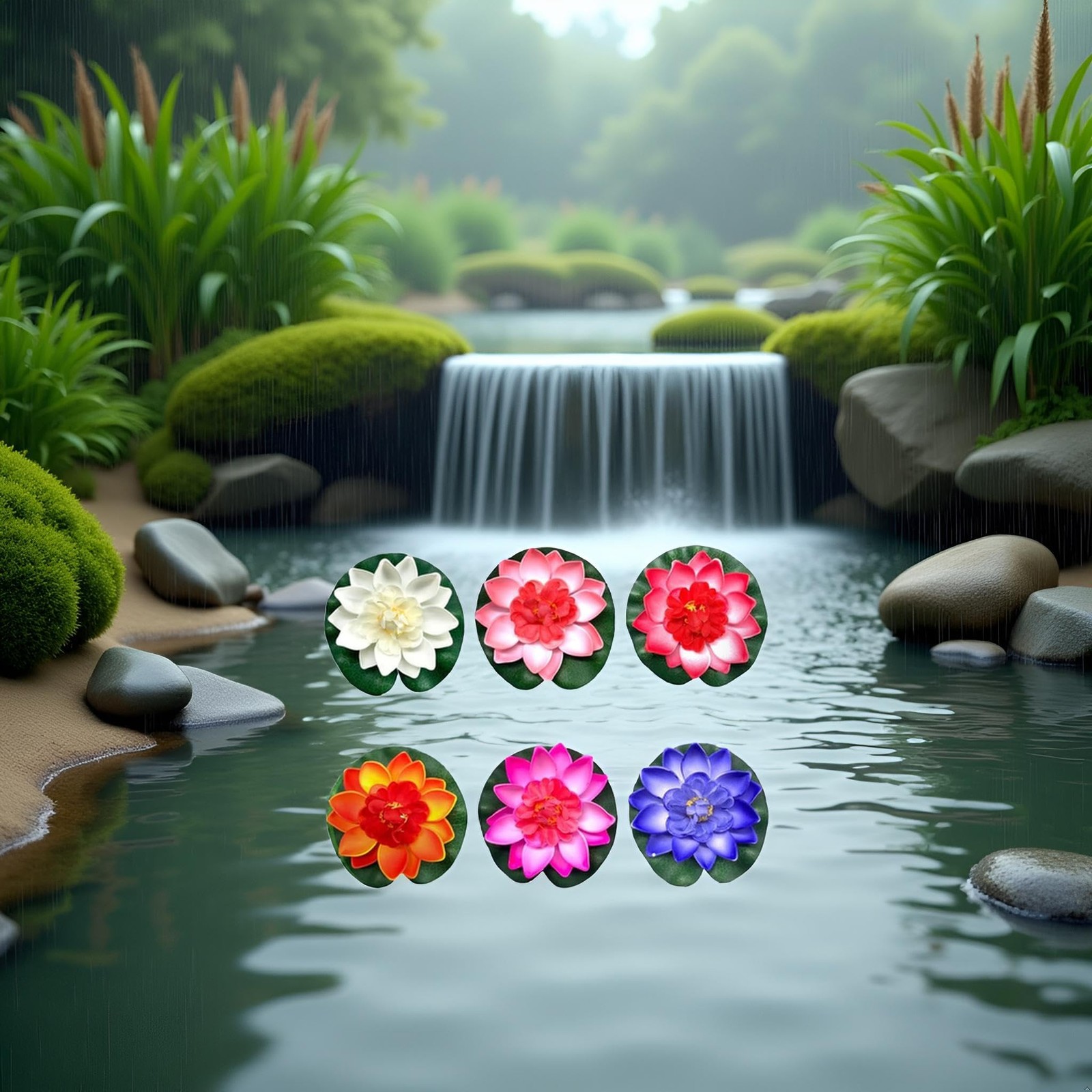6 Pcs Large Floating Lotus Flowers Realistic Faux Lotus Flowers with Artific…