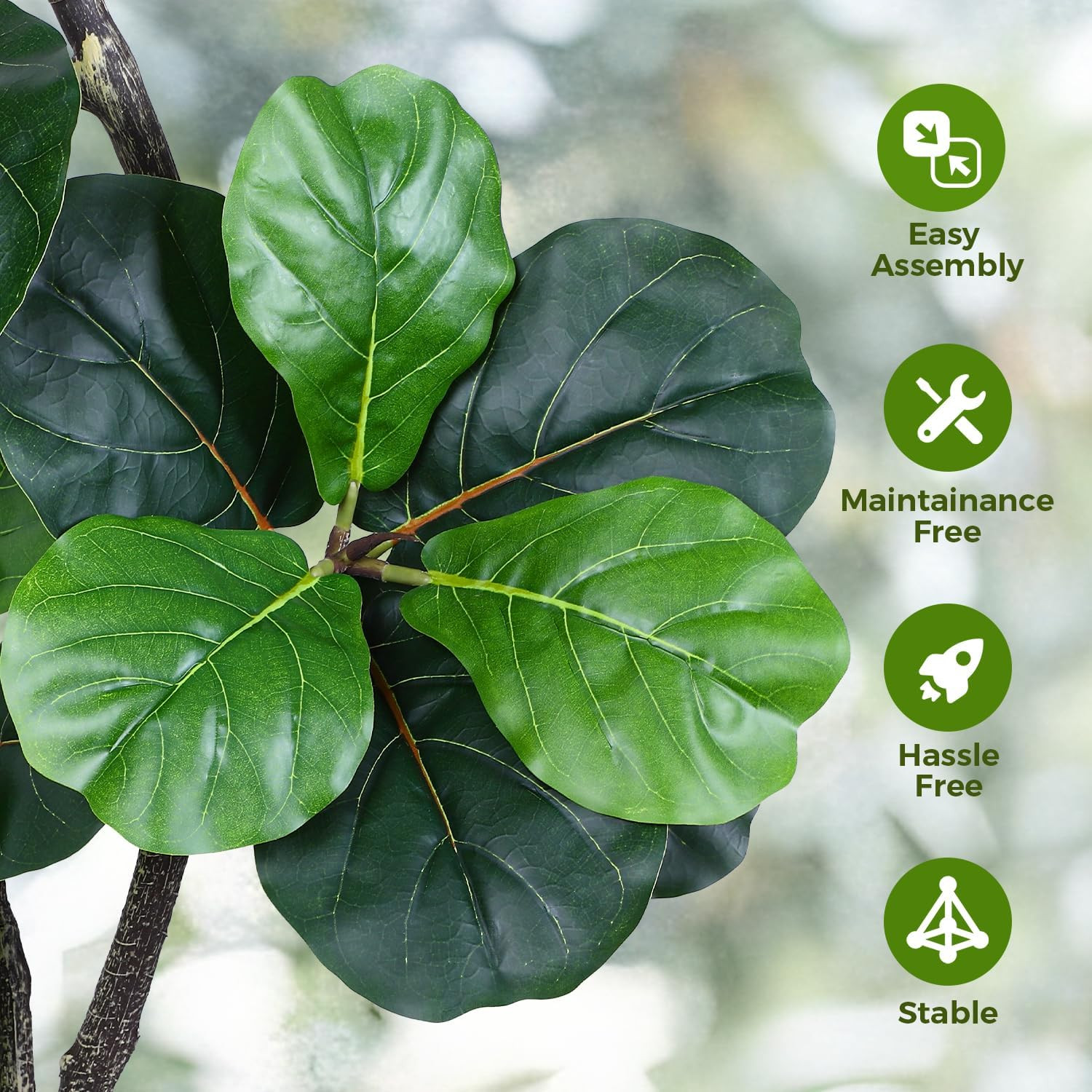 7Ft Artificial Fiddle Leaf Fig Tree Faux Plant Fake Ficus Lyrata White Planter